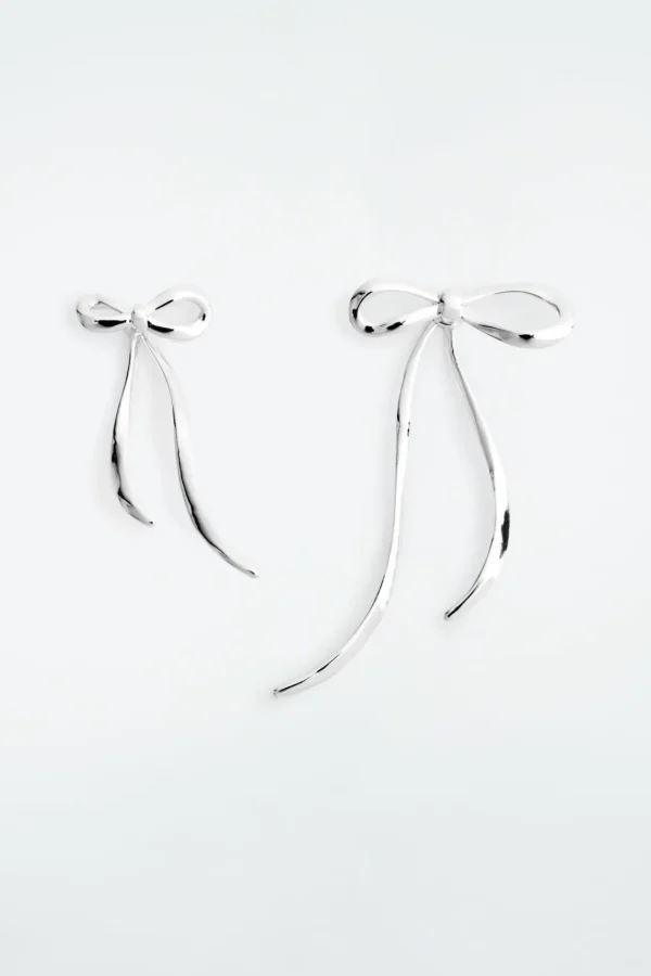 COS MISMATCHED BOW EARRINGS SILVER New