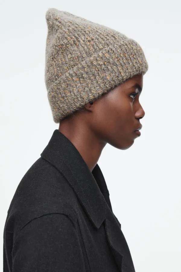 COS MÉLANGE WOOL-BLEND BEANIE BEIGE MÉLANGE Hot