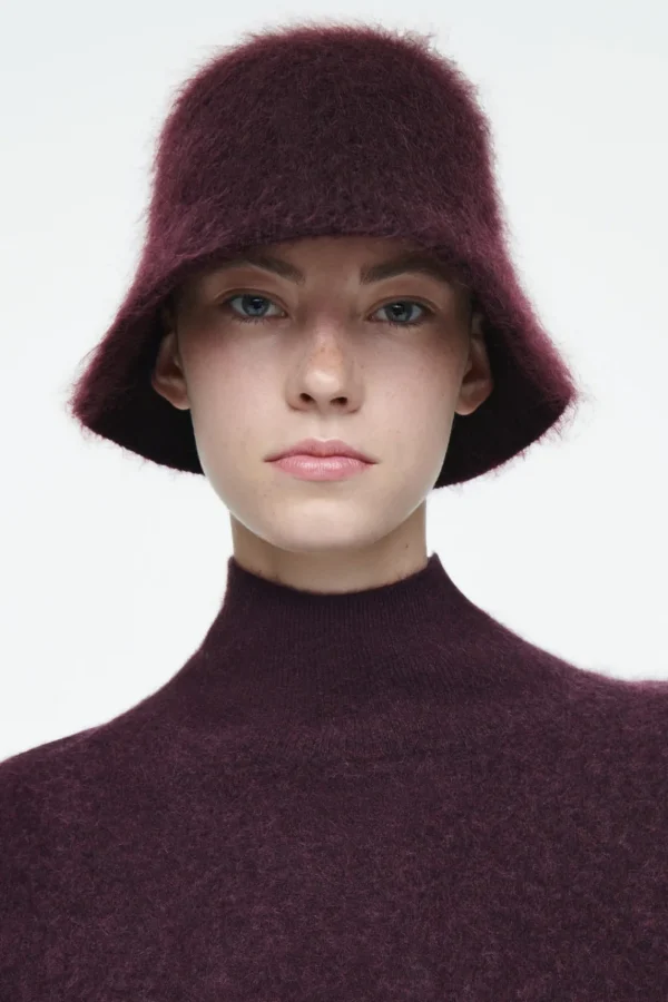 COS MOHAIR BUCKET HAT BURGUNDY Best