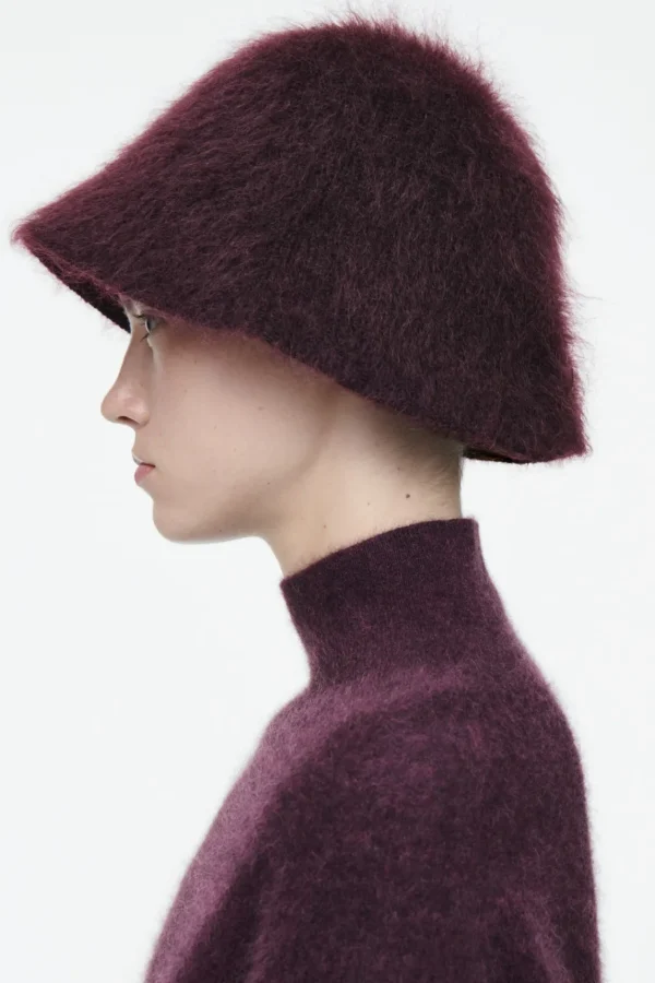 COS MOHAIR BUCKET HAT BURGUNDY Best