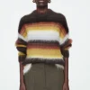 COS MOHAIR CREW-NECK SWEATER BROWN / STRIPED Best Sale