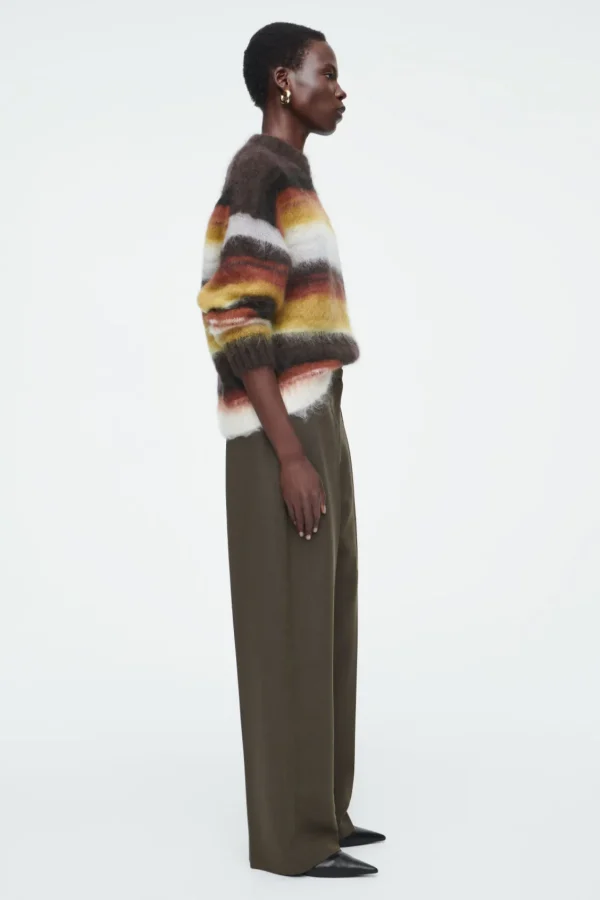 COS MOHAIR CREW-NECK SWEATER BROWN / STRIPED Best Sale