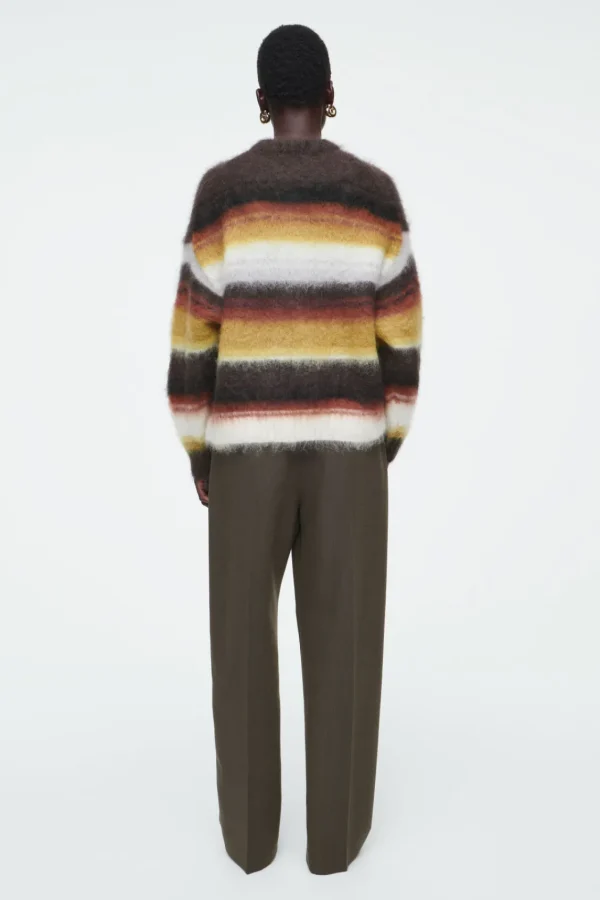 COS MOHAIR CREW-NECK SWEATER BROWN / STRIPED Best Sale