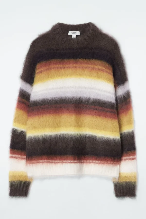 COS MOHAIR CREW-NECK SWEATER BROWN / STRIPED Best Sale