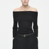 COS OFF-THE-SHOULDER MERINO WOOL TOP BLACK New