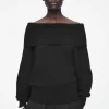 COS OFF-THE-SHOULDER MERINO WOOL SWEATER BLACK Store