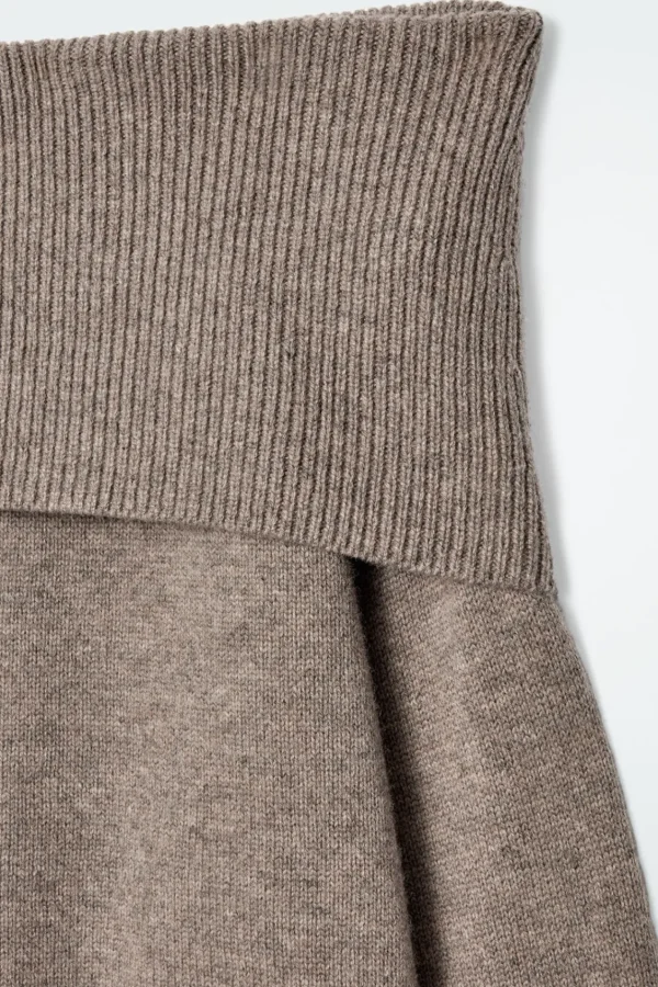 COS OFF-THE-SHOULDER MERINO WOOL SWEATER MOLE Flash Sale