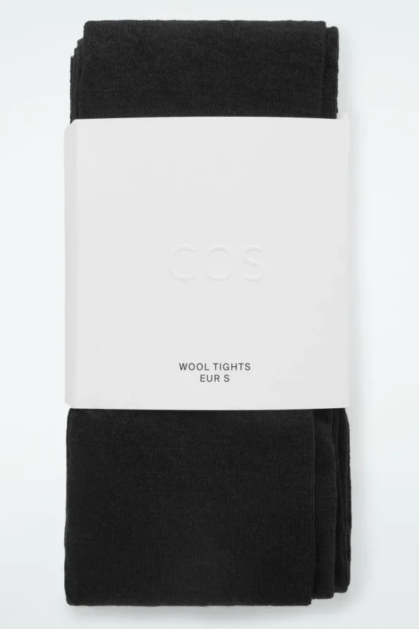 COS OPAQUE WOOL-BLEND TIGHTS BLACK New