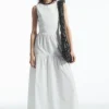 COS OPEN-BACK TIERED MIDI DRESS WHITE Clearance