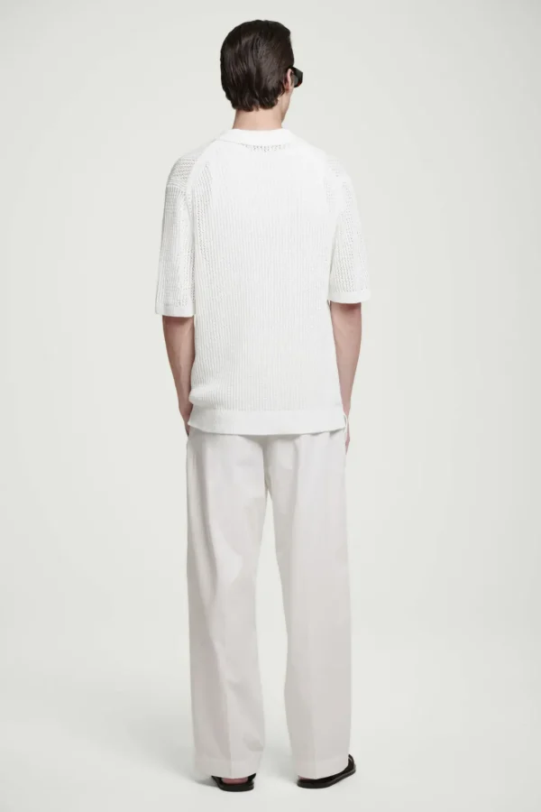 COS OPEN-KNIT POLO SHIRT OFF-WHITE Fashion