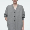 COS OVERSIZED BOILED MERINO WOOL CARDIGAN LIGHT GRAY Clearance