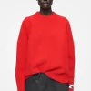 COS OVERSIZED BOILED MERINO WOOL SWEATER BRIGHT RED Cheap