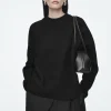 COS OVERSIZED BOILED MERINO WOOL SWEATER BLACK Best