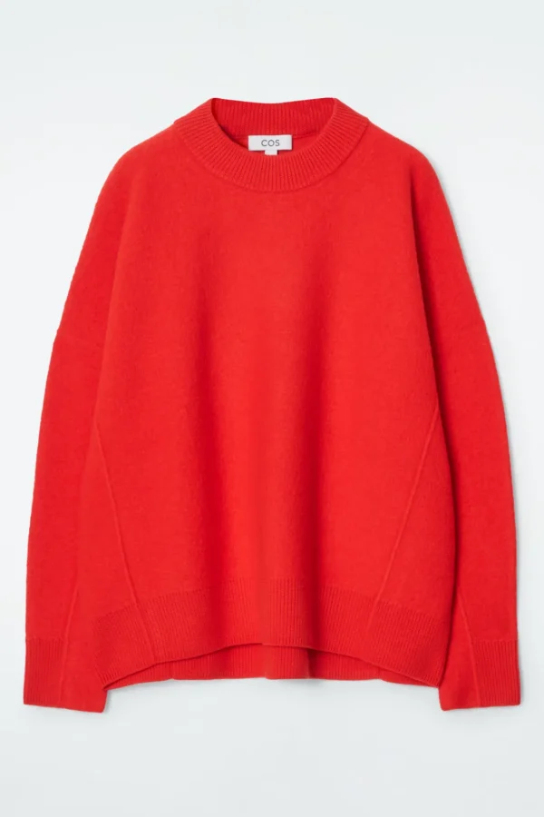 COS OVERSIZED BOILED MERINO WOOL SWEATER BRIGHT RED Cheap