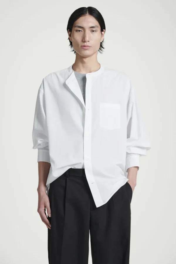 COS OVERSIZED COCOON COTTON SHIRT WHITE Flash Sale