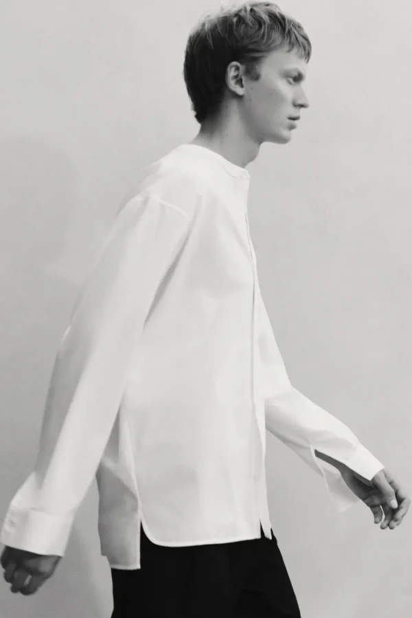 COS OVERSIZED COCOON COTTON SHIRT WHITE Flash Sale