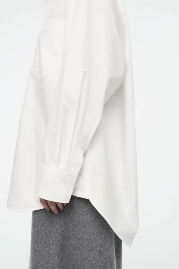 COS OVERSIZED CURVED-HEM SHIRT WHITE Clearance