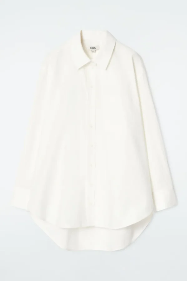 COS OVERSIZED CURVED-HEM SHIRT WHITE Clearance