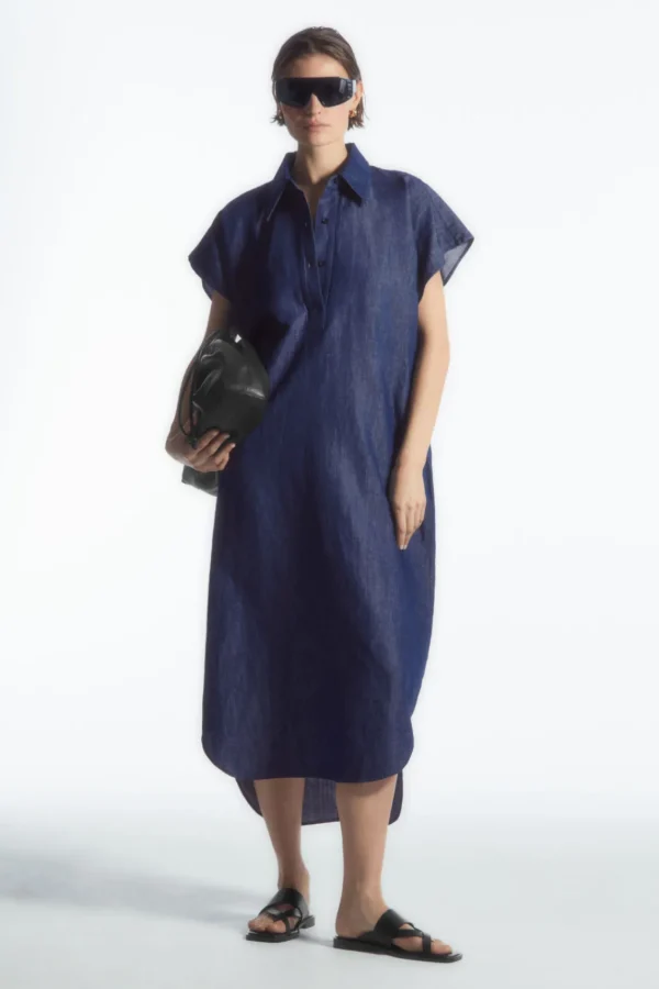 COS OVERSIZED DENIM MIDI SHIRT DRESS INDIGO Online