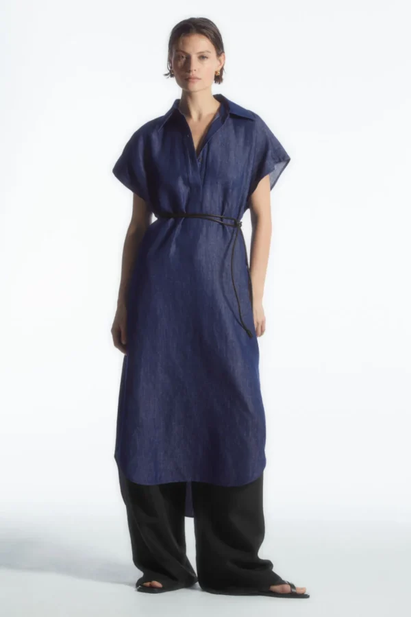 COS OVERSIZED DENIM MIDI SHIRT DRESS INDIGO Online