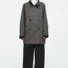 COS OVERSIZED DOUBLE-BREASTED WOOL PEA COAT GRAY New