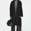 COS OVERSIZED DOUBLE-BREASTED WOOL COAT BLACK Clearance