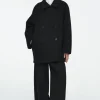 COS OVERSIZED DOUBLE-BREASTED WOOL PEA COAT BLACK Outlet