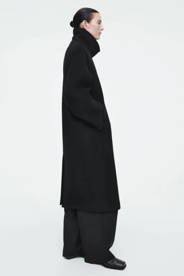 COS OVERSIZED DOUBLE-BREASTED WOOL COAT BLACK Cheap