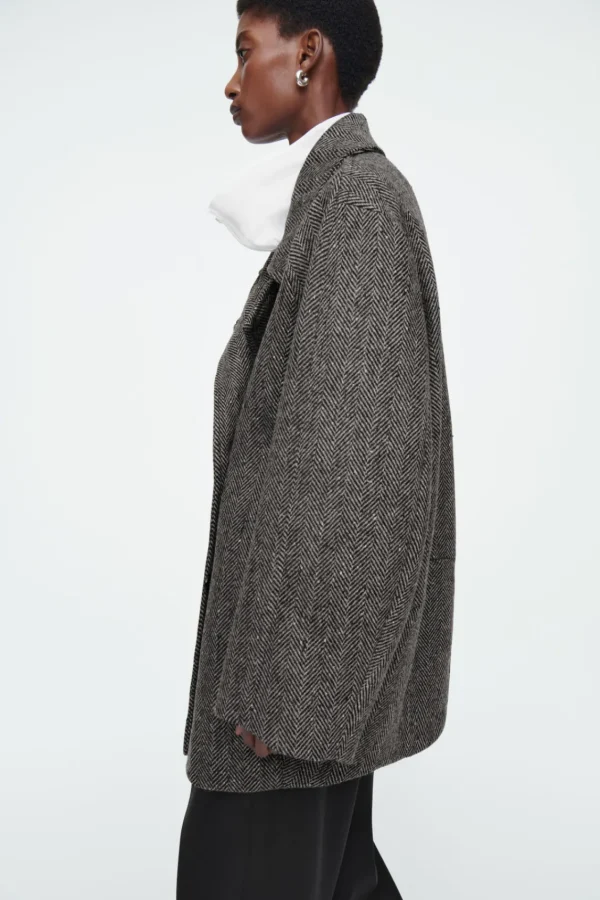 COS OVERSIZED DOUBLE-BREASTED WOOL PEA COAT GRAY New