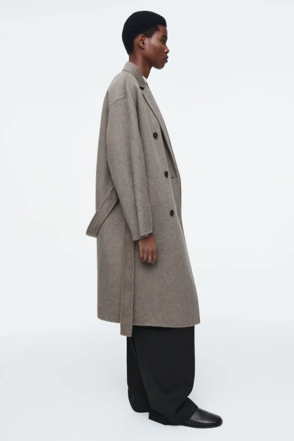 COS OVERSIZED DOUBLE-BREASTED WOOL COAT DARK BEIGE Discount