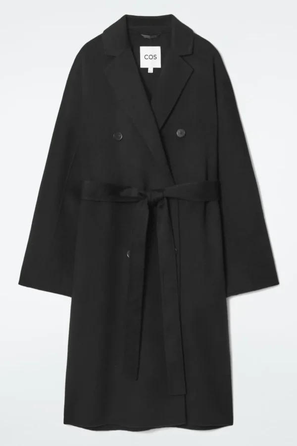 COS OVERSIZED DOUBLE-BREASTED WOOL COAT BLACK Clearance