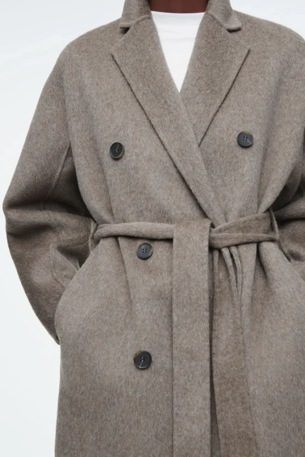 COS OVERSIZED DOUBLE-BREASTED WOOL COAT DARK BEIGE Discount