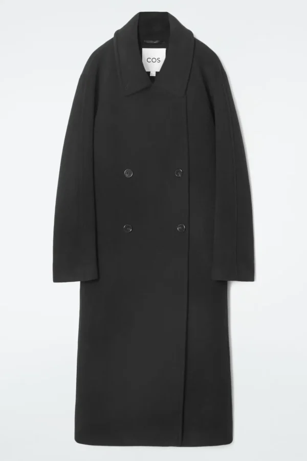 COS OVERSIZED DOUBLE-BREASTED WOOL COAT BLACK Cheap