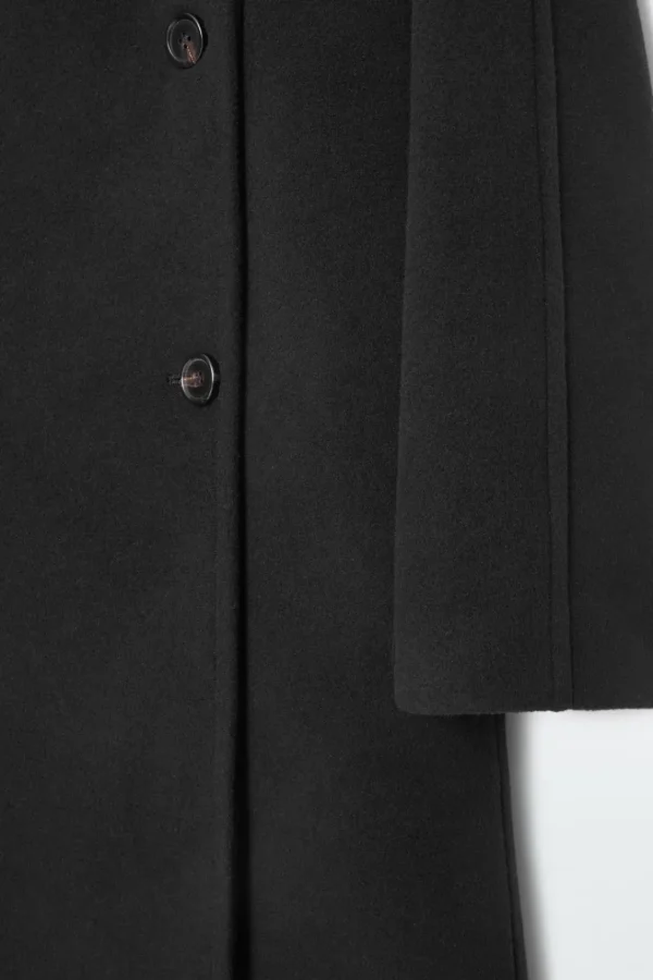 COS OVERSIZED DOUBLE-BREASTED WOOL COAT BLACK Cheap