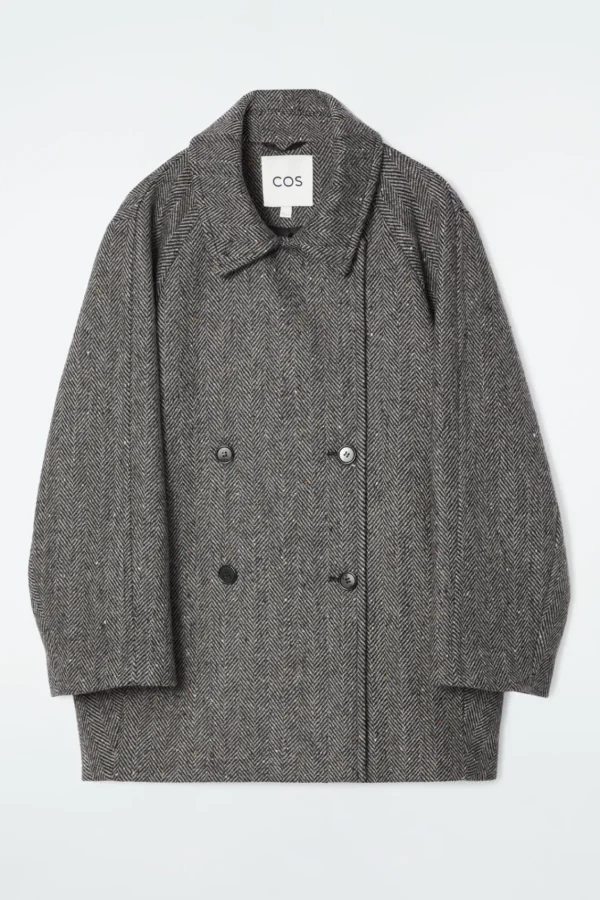 COS OVERSIZED DOUBLE-BREASTED WOOL PEA COAT GRAY New