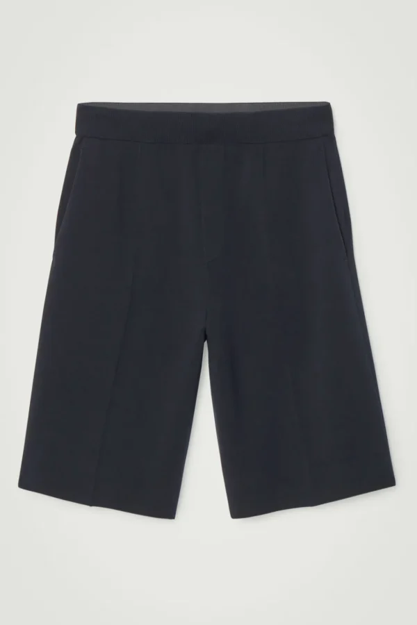 COS OVERSIZED DOUBLE-FACED KNITTED BERMUDA SHORTS NAVY Sale