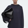 COS OVERSIZED DOUBLE-FACED WOOL HOODIE NAVY Flash Sale