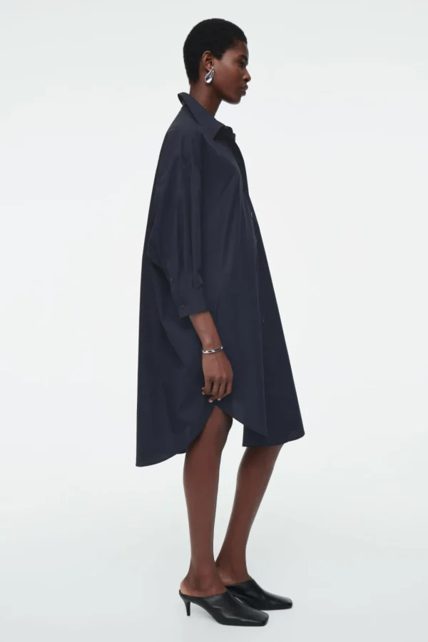 COS OVERSIZED DRAPED SHIRT DRESS NAVY Best