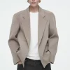 COS OVERSIZED EXAGGERATED-SHOULDER BLAZER BROWN Cheap