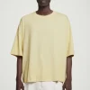 COS OVERSIZED EXTRA-WIDE COTTON T-SHIRT PALE YELLOW Cheap