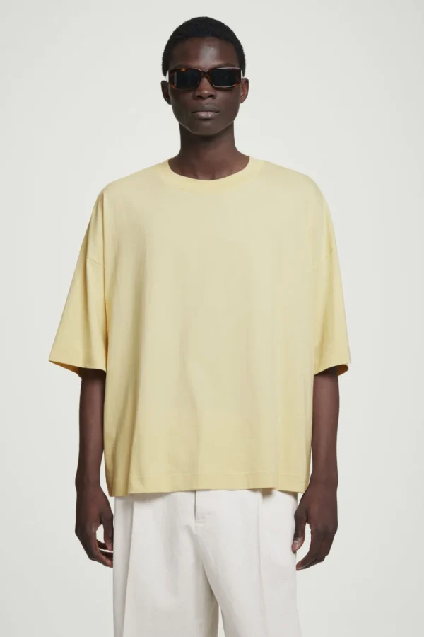 COS OVERSIZED EXTRA-WIDE COTTON T-SHIRT PALE YELLOW Cheap