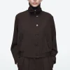 COS OVERSIZED FUNNEL-NECK WOOL-BLEND JACKET DARK BROWN Hot