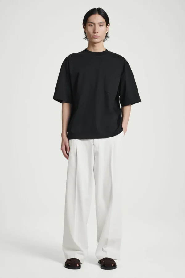 COS OVERSIZED HEAVYWEIGHT COTTON T-SHIRT BLACK Sale