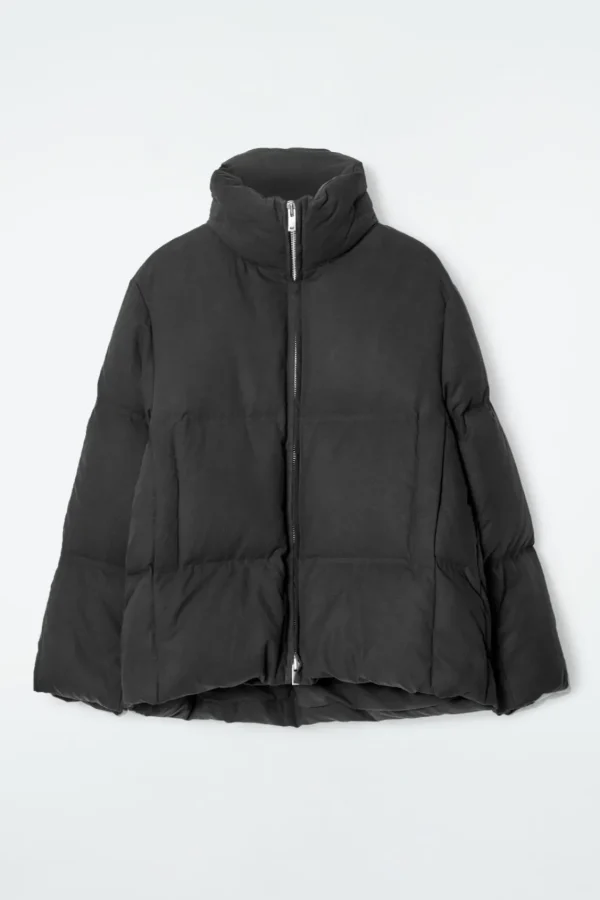 COS OVERSIZED HOODED DOWN PUFFER JACKET BLACK Cheap