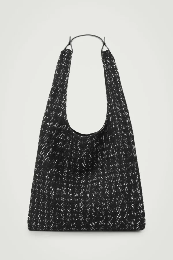 COS OVERSIZED JACQUARD TOTE BLACK Cheap