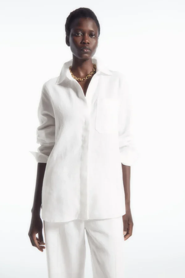 COS OVERSIZED LINEN SHIRT WHITE Store