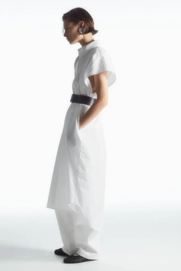 COS OVERSIZED MIDI SHIRT DRESS WHITE Store