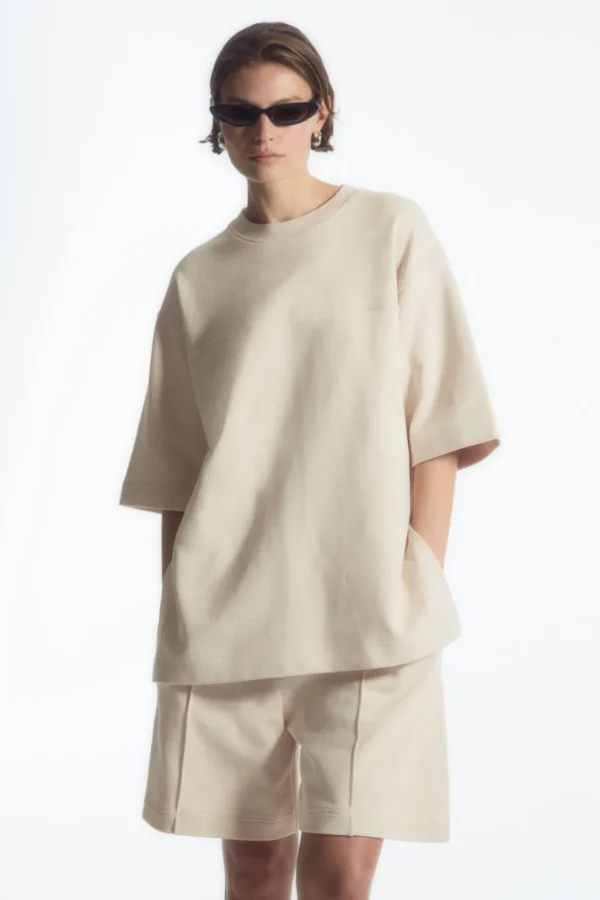 COS OVERSIZED MID-WEIGHT T-SHIRT ECRU Clearance