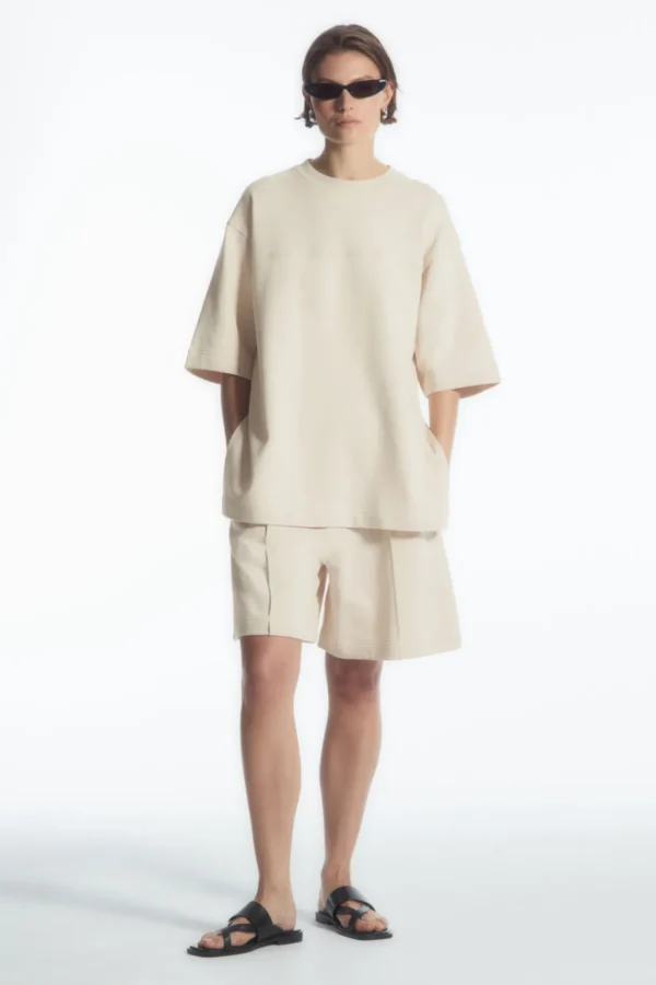 COS OVERSIZED MID-WEIGHT T-SHIRT ECRU Clearance