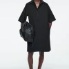 COS OVERSIZED OPEN-COLLAR SHIRT DRESS BLACK Best Sale